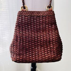 Maripe Brown Basket Woven Fully Lined Crossbody Shoulder Bag Purse